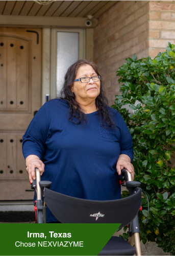 Older woman standing outside the door of her home